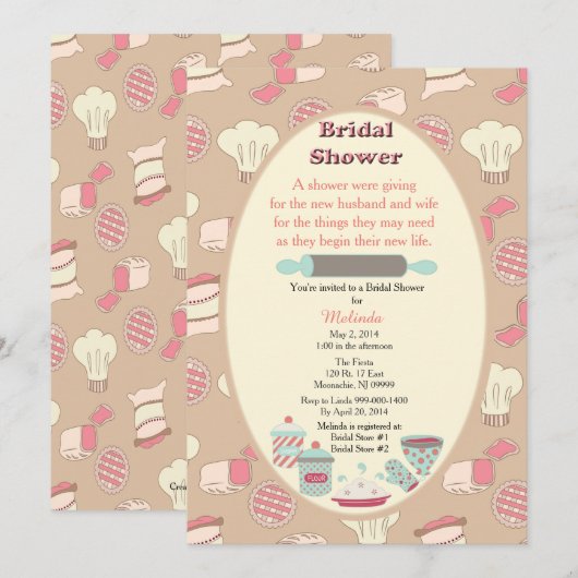 Het bakken Bridal nodigt uit Kaart (Voorkant / Achterkant)