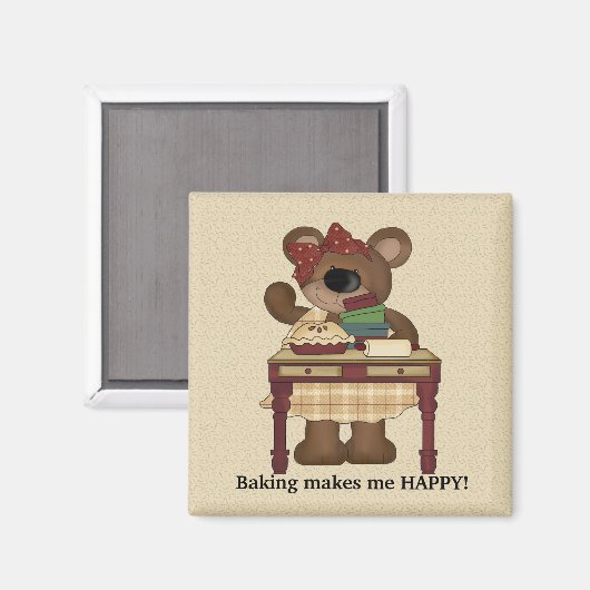 Het bakken maakt me gelukkig magneet (Voorkant / Achterkant)