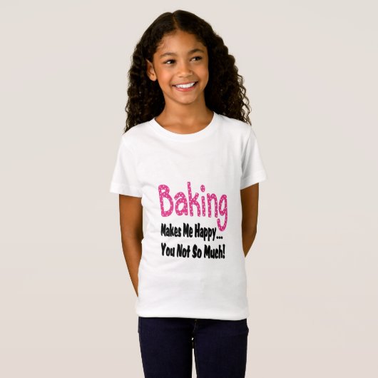 Het bakken maakt me gelukkig t-shirt (Voorkant volledig)