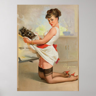 Het bakken Pinup Girl -  pop-up kunst Poster