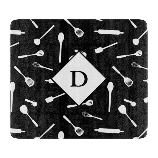 Het bakken van pap Utilpatroonzwart snijbord Snijplank (Voorkant)