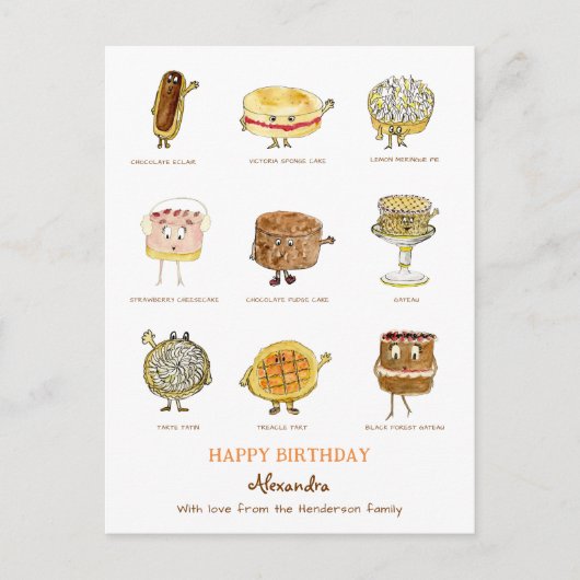 Het bakken van schattige koeken illustraties briefkaart (Voorkant)