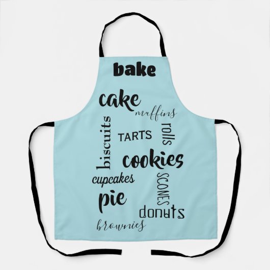 Het bakken woorden Blue Kitchen Apron Schort (Voorkant)