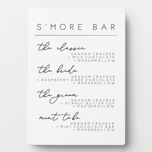 Het Band van S'more Bar Menu Sign, Smore Recipe Po Fotoplaat (voorkant)