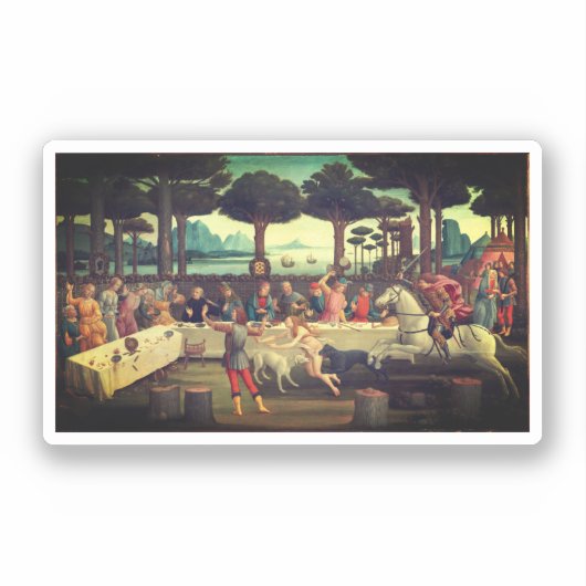 Het banket in het dennenbos sticker (Voorkant)