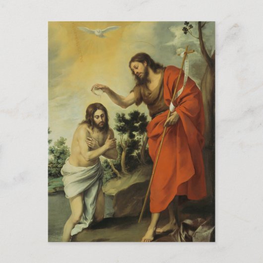 Het baptisme van Christus door Bartolome Esteban M Briefkaart (Voorkant)