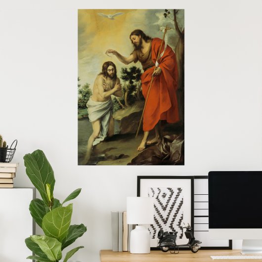 Het baptisme van Christus door Bartolome Esteban M Poster (Thuiskantoor)