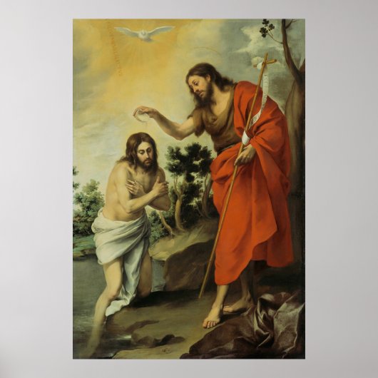 Het baptisme van Christus door Bartolome Esteban M Poster (Voorkant)