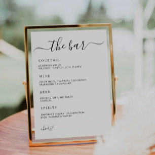 Het Bar Menu Sign, Minimalistisch Wedding Bar Menu Kaart