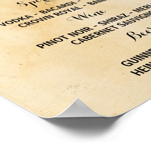 Het Bar Rustieke Lichten Evenement Bord Bruiloftsr Poster (Hoek)