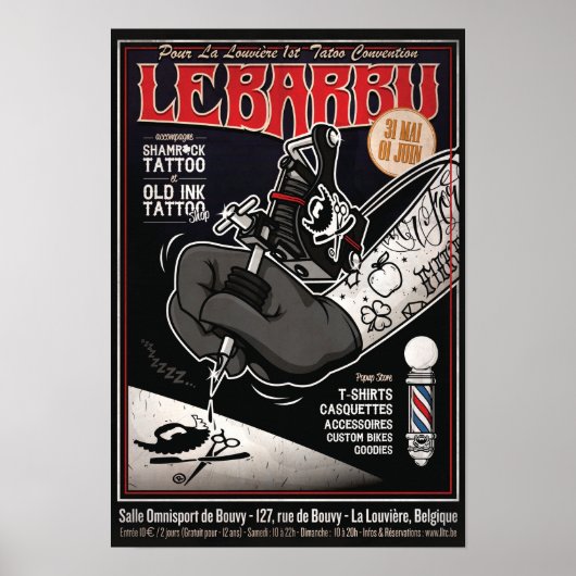 Het BARBU's Popup Store & Tattoo Convention Poster (Voorkant)