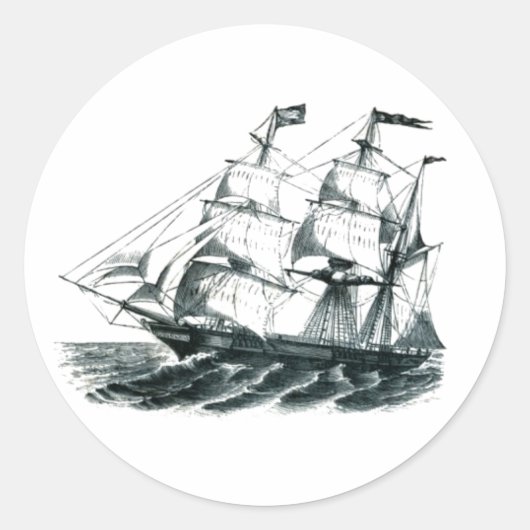 Het Bark "Florida" zeilschip Bladwijzer Ronde Sticker (Voorkant)
