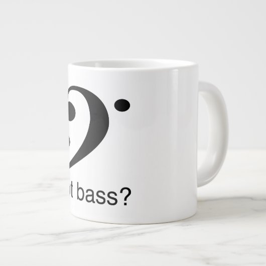 Het bas-klop-icoon met de bas?, slogan. grote koffiekop (Voorkant rechts)