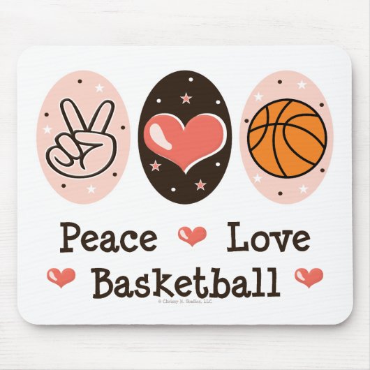 Het Basketbal Mousepad van de Liefde van de vrede Muismat (Voorkant)