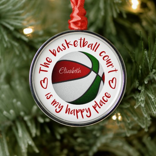 Het basketbalveld is mijn gelukkige plek metalen ornament (Boom)
