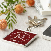 Het basketbalveld is mijn gelukkige plek monogramm sleutelhanger (Zijkant)