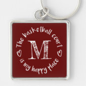 Het basketbalveld is mijn gelukkige plek monogramm sleutelhanger (Voorkant)