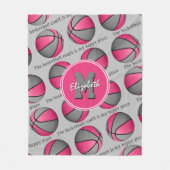 Het basketbalveld is mijn vrolijke plek roze grijs fleece deken (Voorkant)