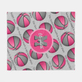 Het basketbalveld is mijn vrolijke plek roze grijs fleece deken (Voorkant (Horizontaal))