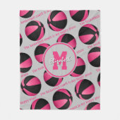 Het basketbalveld is mijn vrolijke plek roze zwart fleece deken (Voorkant)