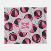 Het basketbalveld is mijn vrolijke plek roze zwart fleece deken (Voorkant (Horizontaal))