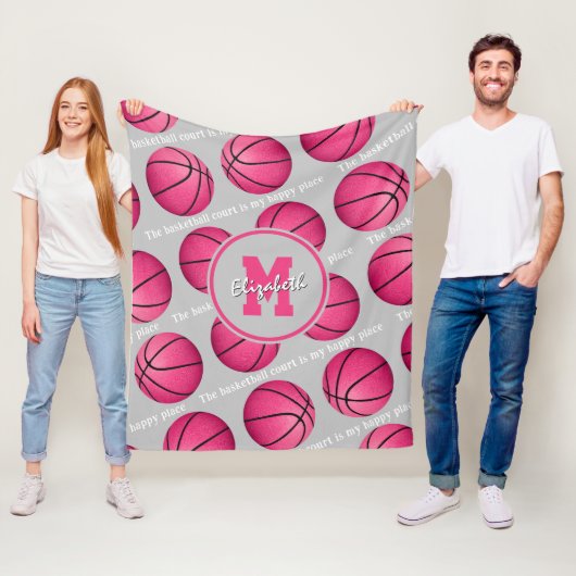 Het basketbalveld is mijn vrolijke roze plek fleece deken (In situ)