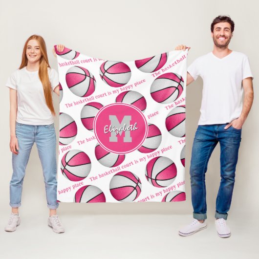 Het basketbalveld is mijn vrolijke roze plek fleece deken (In situ)