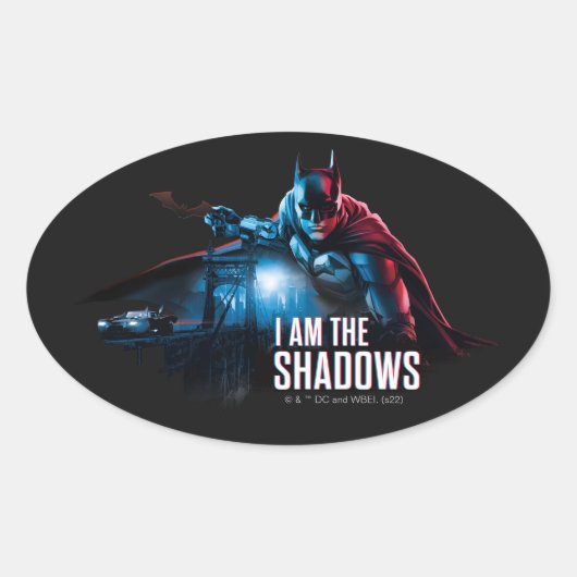 Het Batman-personage-logo - ik ben de schaduwen Ovale Sticker (Voorkant)