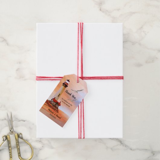 Het Beach bruiloft van de vuurtoren Dank u Gift La Cadeaulabel (Met Touw)