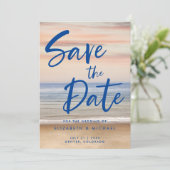 Het Beach huwelijk bewaart de Uitnodiging van de D (Staand voorkant)