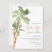 Het Beach Palm Trees Destination Wedding Script Kaart (Voorkant)