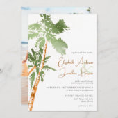 Het Beach Palm Trees Destination Wedding Script Kaart (Voorkant / Achterkant)