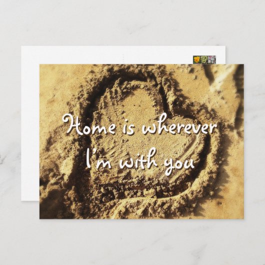 Het Beach Sand Heart Home is met u het Manuscript  Briefkaart (Voorkant / Achterkant)