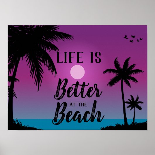 Het Beach Silhouette Life is beter bij het strand Poster (Voorkant)