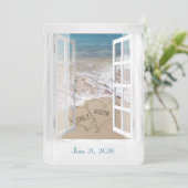 Het Beach van het huwelijk Harten in Venster Kaart (Staand voorkant)