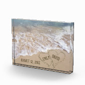 Het Beach van het huwelijk Harten met Namen Fotoblokken (Rechts)