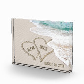 Het Beach van het huwelijk Harten met Namen Fotoblokken (Rechts)