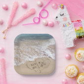 Het Beach van het huwelijk Harten met Namen Papieren Bordje (Feest)