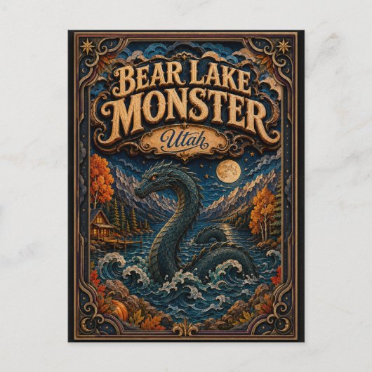 Het Bear Lake Monster Utah Popcut Legends Briefkaart (Voorkant)