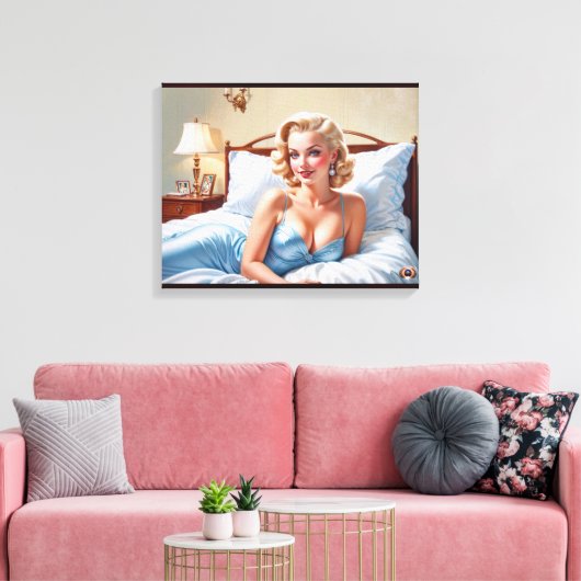 Het bed is gewoon prima AI concept art van Xzendor Canvas Afdruk (Insitu (Woonkamer))
