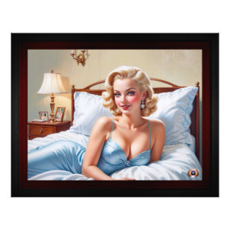 Het bed is gewoon prima AI concept art van Xzendor Foto Afdruk