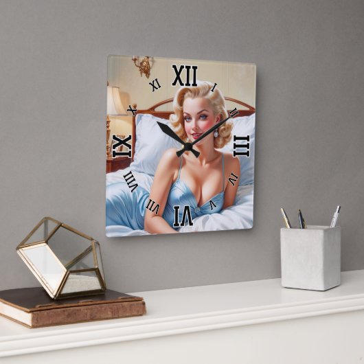 Het bed is gewoon prima AI concept art van Xzendor Vierkante Klok (Kantoor)