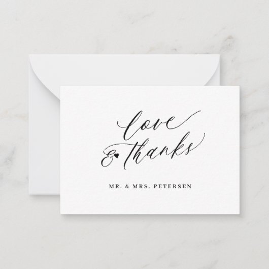 Het bedankt van de liefde van de begroting manuscr notitiekaartje (Voorkant)