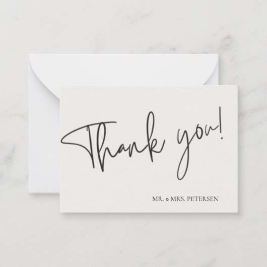 Het bedankt van de liefde van de begroting manuscr notitiekaartje (Voorkant)