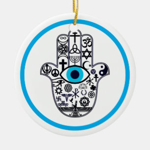 Het bedekken van alle basen Hamsa Hand Keramisch Ornament