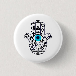 Het bedekken van alle basen Hamsa Hand Ronde Button 3,2 Cm