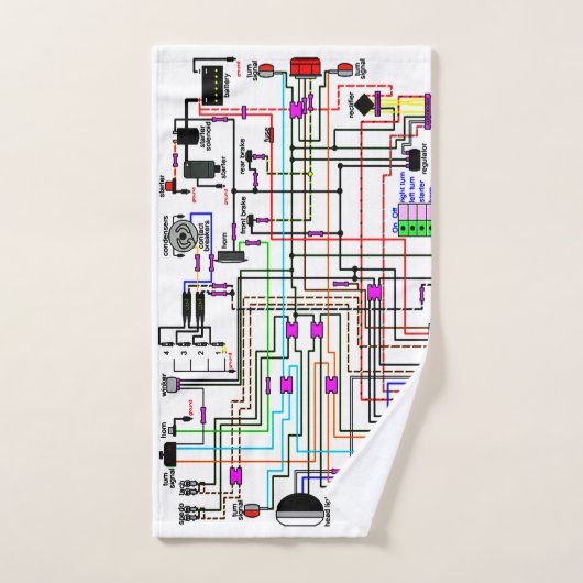 Het bedradingsdiagram van de Motorfiets. Bad Handdoek (Handdoek)