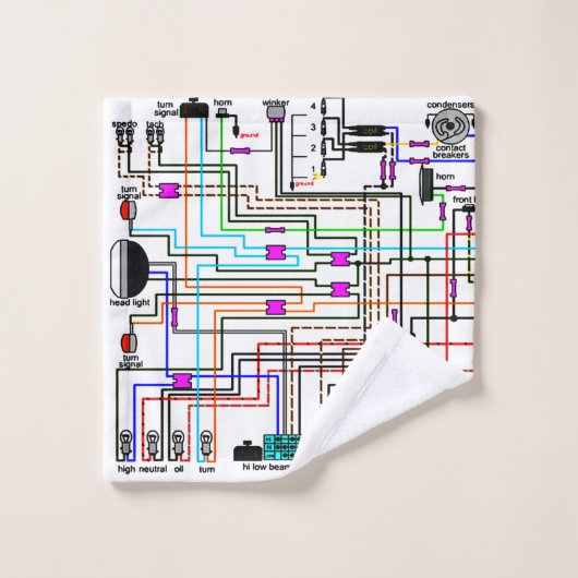 Het bedradingsdiagram van de Motorfiets. Bad Handdoek (Wasdoekje)