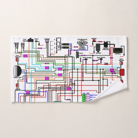 Het bedradingsdiagram van de Motorfiets. Bad Handdoek (Handdoek)