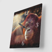 Het bedreigde Afbeelding van Orangutan en regenwou Vierkante Klok (Hoek)